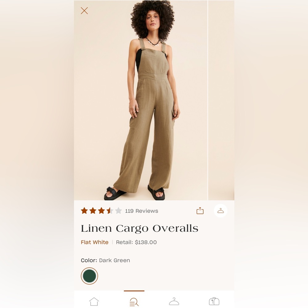 Flat White Linen Cargo Overalls